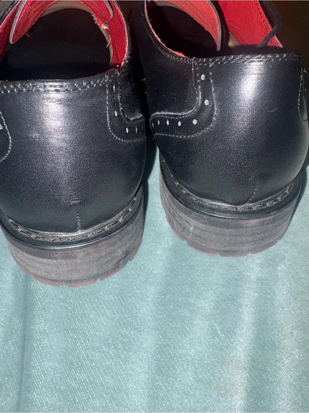 Robert Wayne Black Leather Wingtip Oxfords with Red Lining